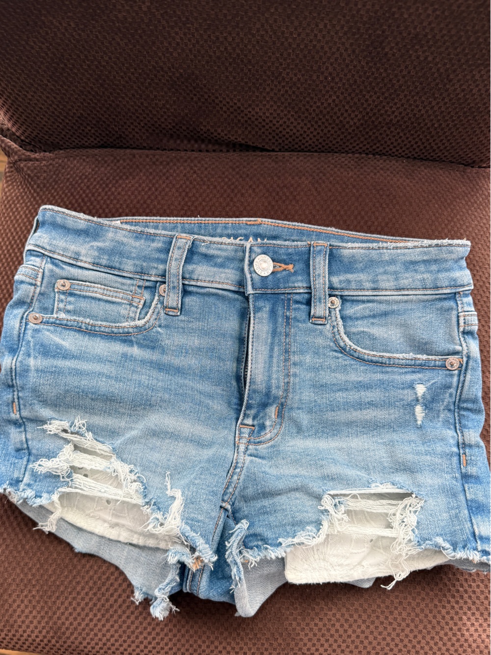 American Eagle Outfitters Light Wash Distressed Denim Shorts